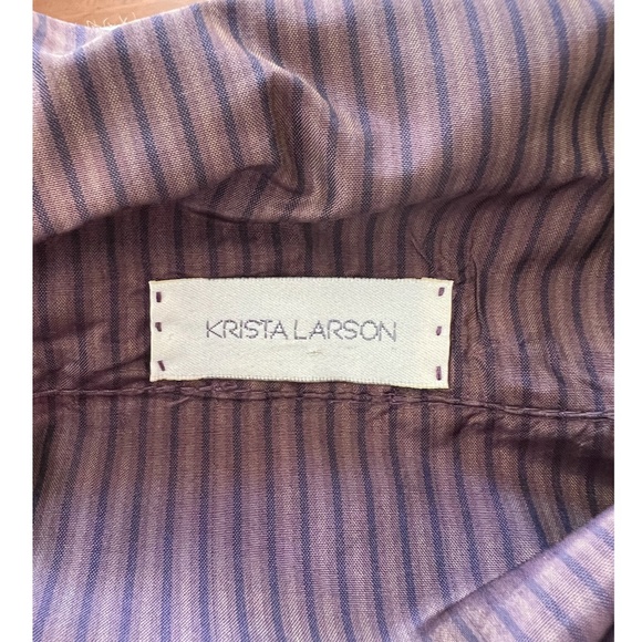 KRISTA LARSON  Silk Button Shirt w/ Pin Tucks & Interior Waist Tie -'AS IS' -O/S - Picture 4 of 15